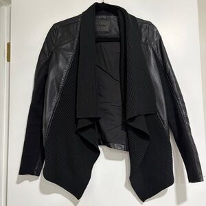 Blank NYC Black Leather and Knit Women's Jacket